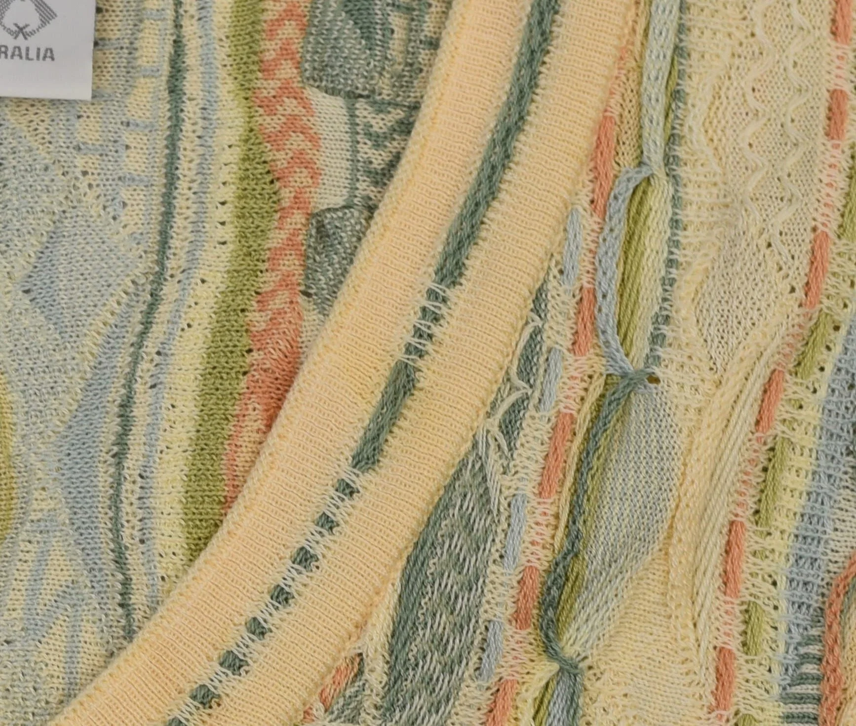 1980s/1990s Coogi Australia Authentic Colorful 3D Crazy V Neck